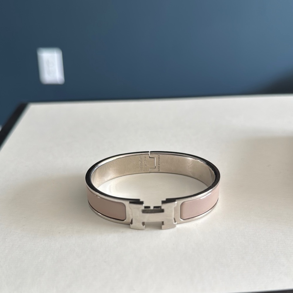 Hermes Silver and Cream Bracelet